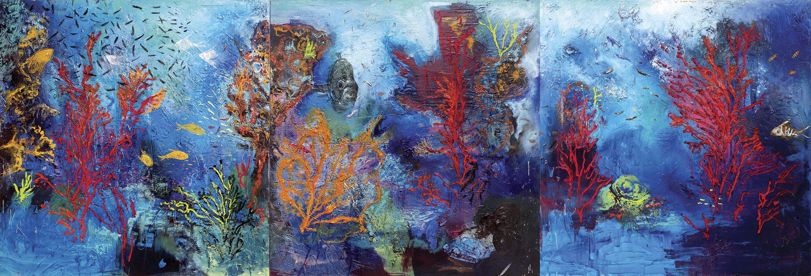 4 Arrecife tríptico 3, 2013 Óleo sobre tela, 150 x 150 