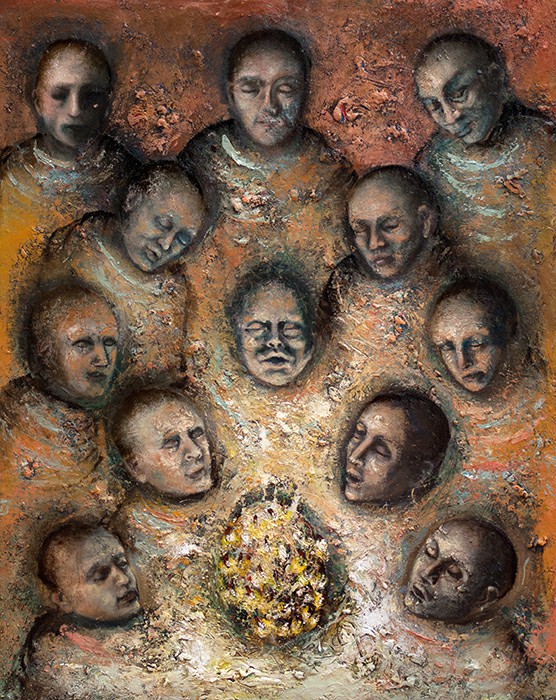 Alquimistas,  Óleo sobre tela 165 x 110 cm