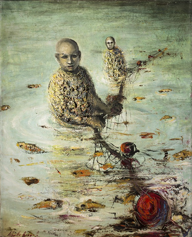 25 La pesca en el río, 2009, 100 x 80 cm