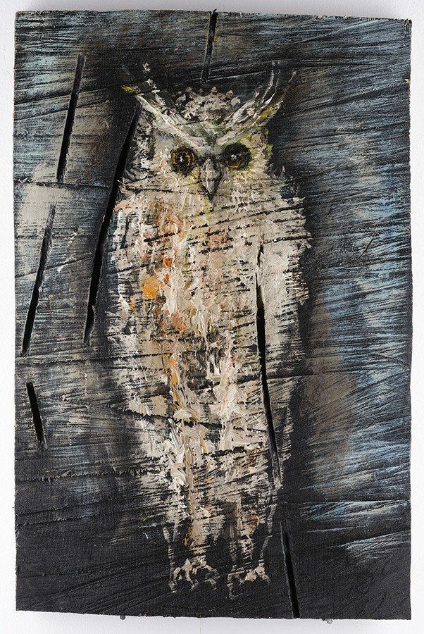 34 Owl, oil on wood, 68.5 x 45.5 cm 
