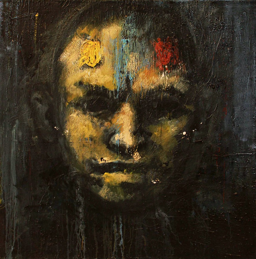 39 Dark self-portrait, oil on canvas 120 x 120 cm