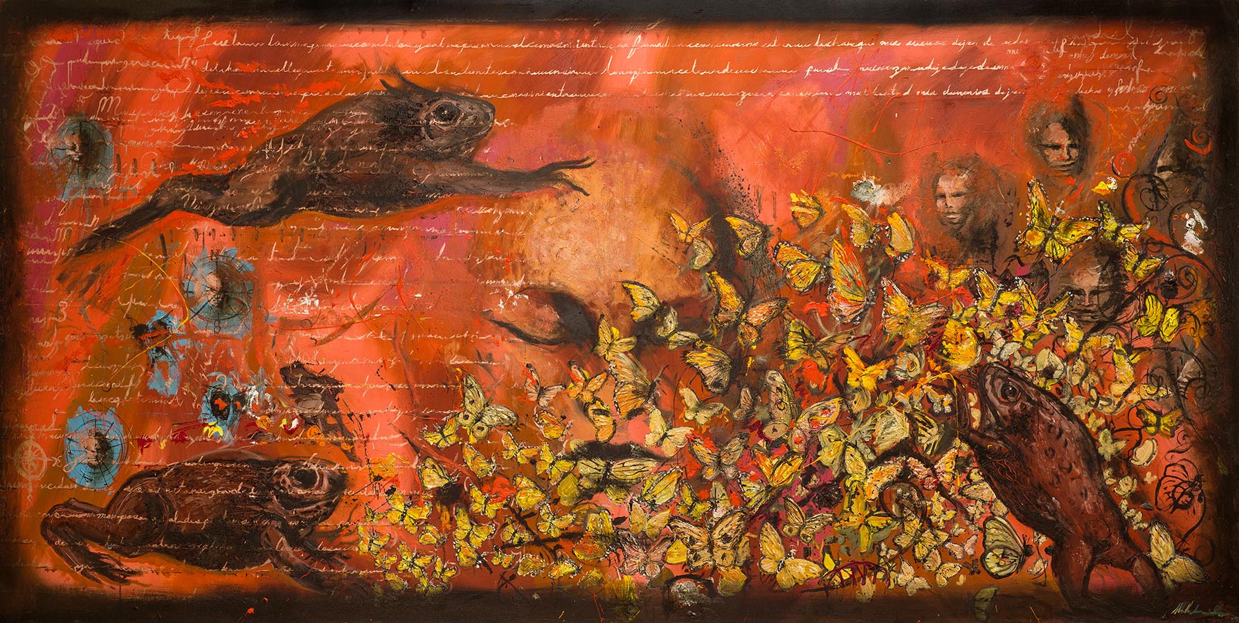 118 Poema de mariposas, óleo sobre tela, 200 x 400 cm 