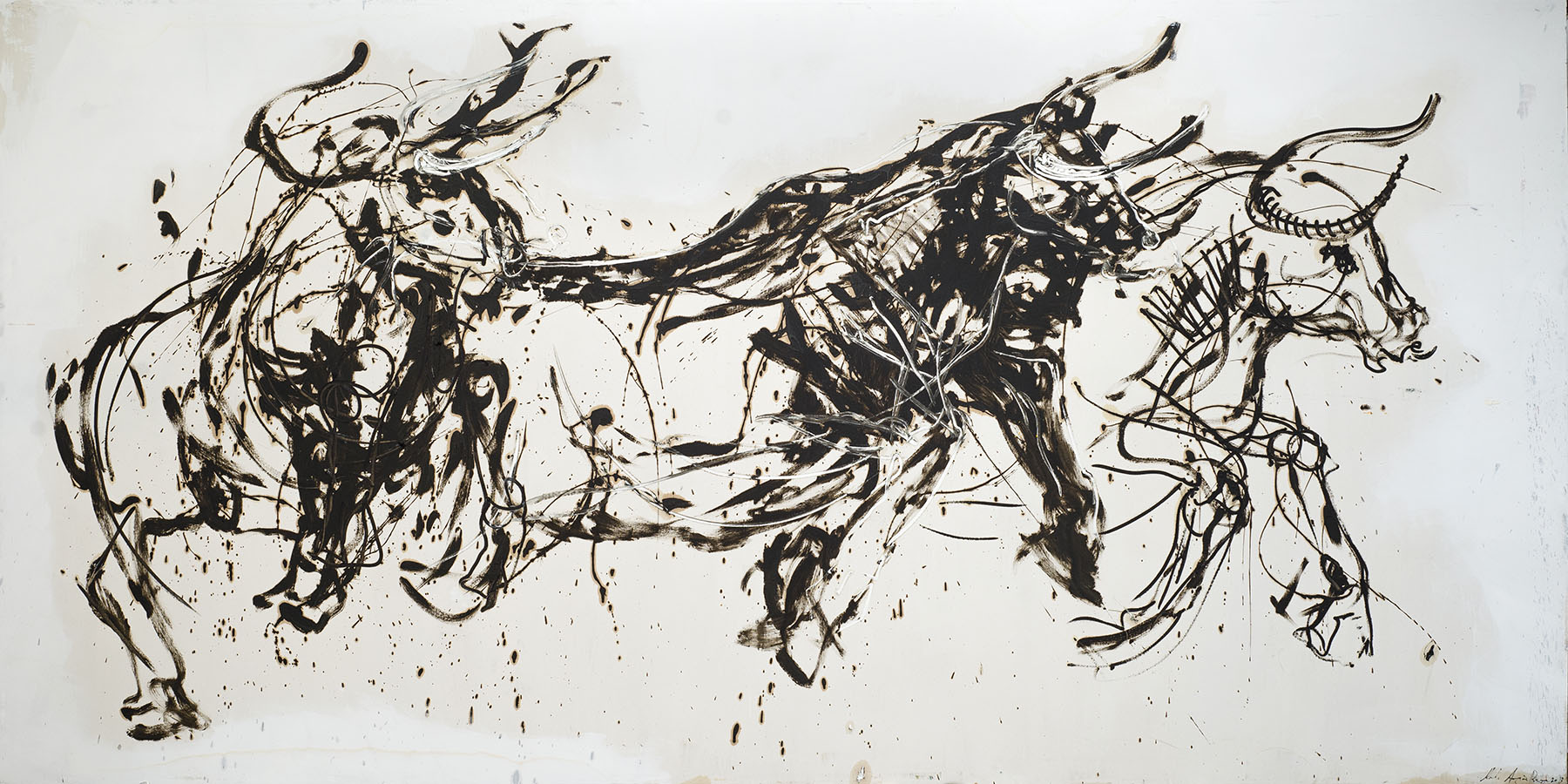 141 Toros, óleo sobre tela, 200 x 400 cm