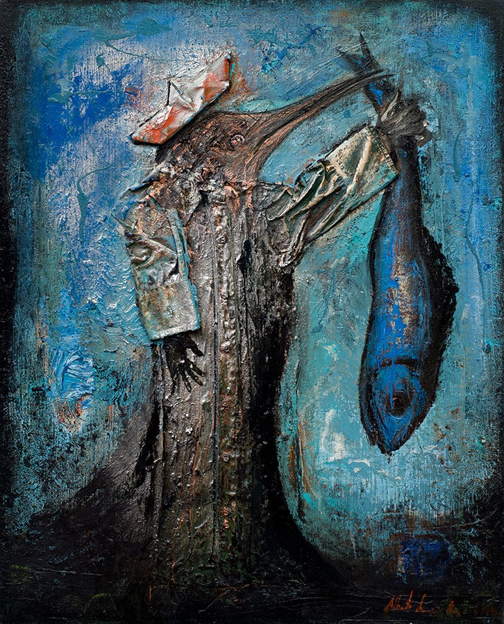 88 Espantapájaros Pescado azul, óleo sobre tela, 100 x 80 cm 